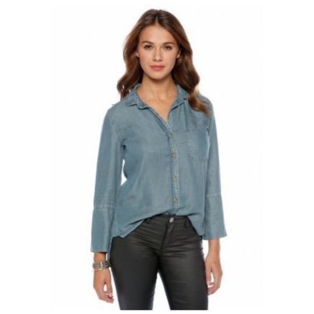065 Anthropologie CLOTH & STONE Shirt Tail Button Down Shirt - Picture 8 of 8